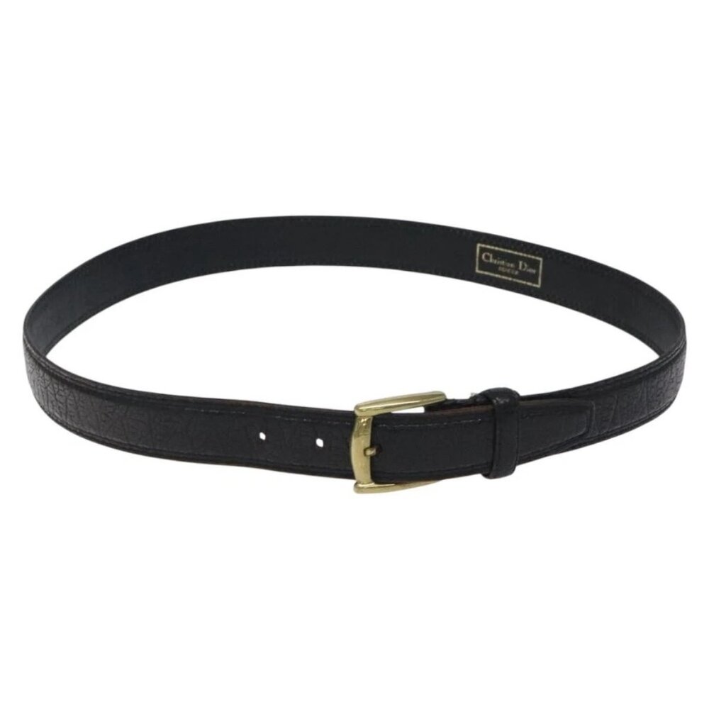 Christian Dior Belt Leather Black Gold Auth bs27707